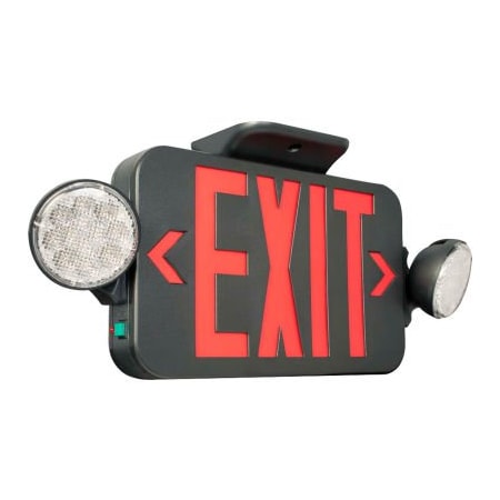 Hubbell Lighting Hubbell LED Combo Exit/Emergency Unit w/ Remote Capacity, Red Letters, Black, Ni-Cad Battery CCRRCB